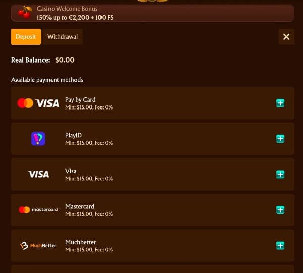 Banking at Amunra Casino